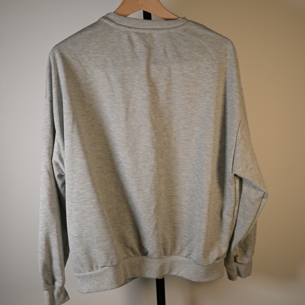 Shein USA Flag Graphic Sweatshirt Womens L Gray Distressed Oversized Pullover - Picture 2 of 7